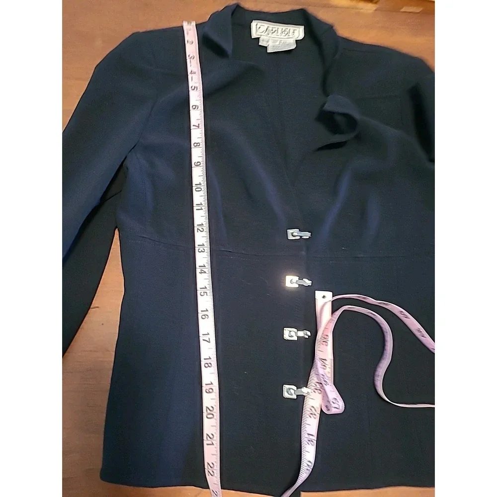 CARLISLE Womans Size 6 DIPLOMAT Black Wool Blend‎ BLAZER JACKET Silver